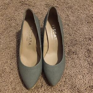 Viscata Barcelona blue grey wedge shoes